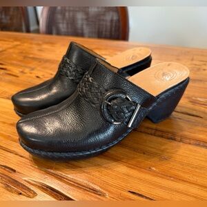 Black Leather Comfort Mules by Nuture